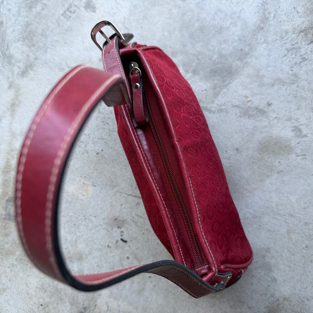 Vintage Y2K Red Monogram Mini Shoulder Bag Baguette Purse - Picture 4 of 8